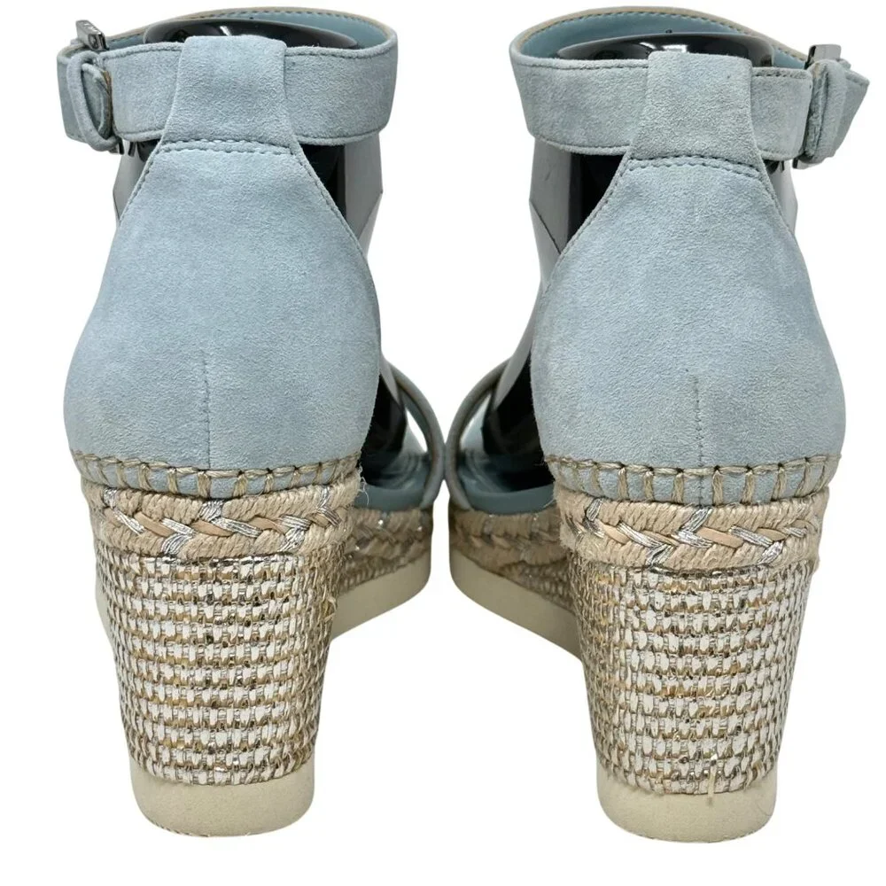 Vince Camuto Jefannah‎ Powder Baby Blue Suede Wedge Sandals Espadrilles 7M READ